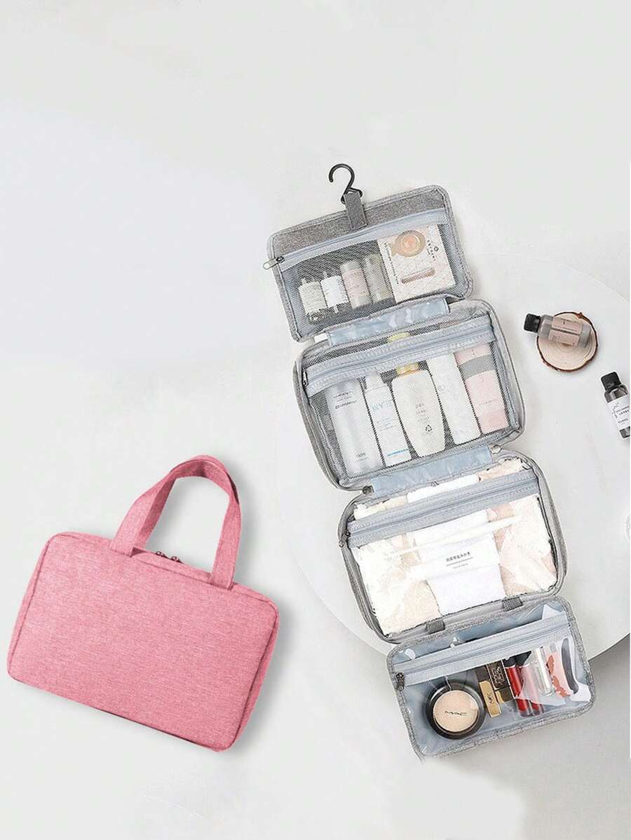 Bolsa de Higiene de Gancho Pendente com Grande Capacidade, Bolsa de Maquiagem À Prova D'água Dobrável, Organizador de Viagem, Bolsa Cosmética, Bolsa de Maquiagem, Bolsa de Viagem de Higiene, Bolsa de Armazenamento de Maquiagem para Mulheres, Bolsa de Armazenamento de Maquiagem e Lâminas, Organizador de Maquiagem Multifuncional para Praia, Férias, Negócios, Materiais Escolares para Estudante, Trabalhador de Escritório