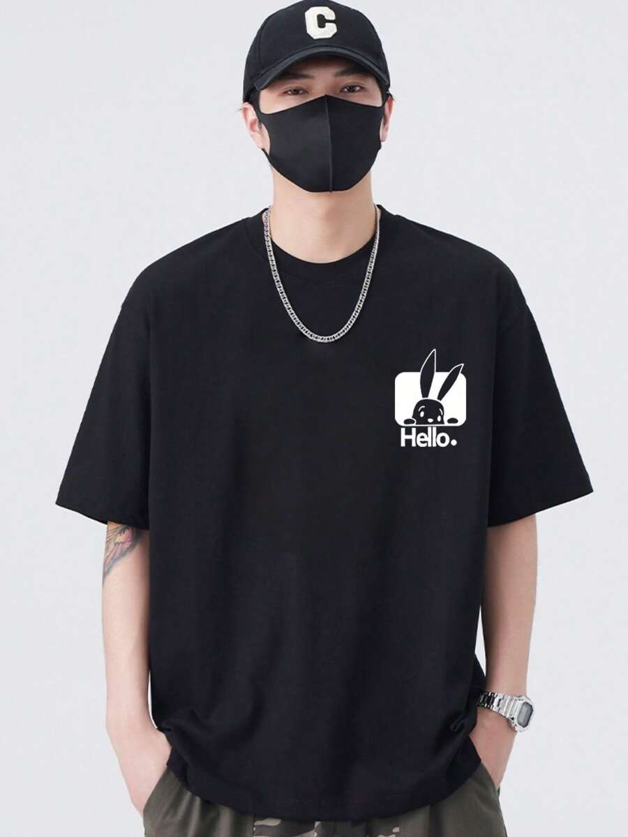Must-Have! 100% Cotton Short-Sleeved T-Shirt For Men, 200g Heavyweight And Breathable Fabric, Fashionable Print, Very Casual, Comfortable