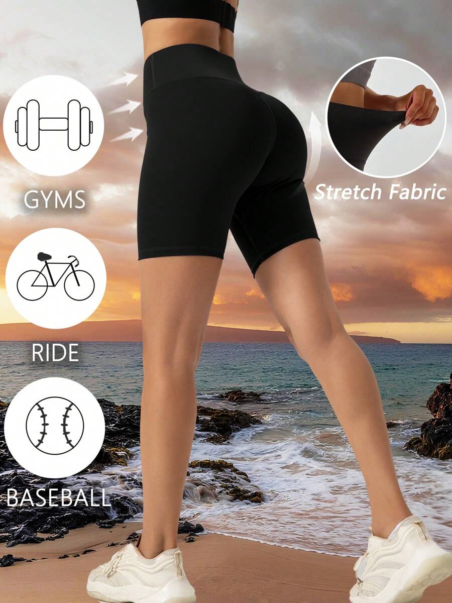 1pc Low Impact High Elasticity Hip Lifting Shaping Summer Style Sports Yoga Shorts High Waist Seamless Tummy Tucking Design Solid Color Fashion Simple Sports Ieggings For Outdoor Fitness Running Workout Cycling Biking Boxing Elastic Shorts Thin Soft Quick Drying Breathable Sweat Wicking Gym Sweat Pants