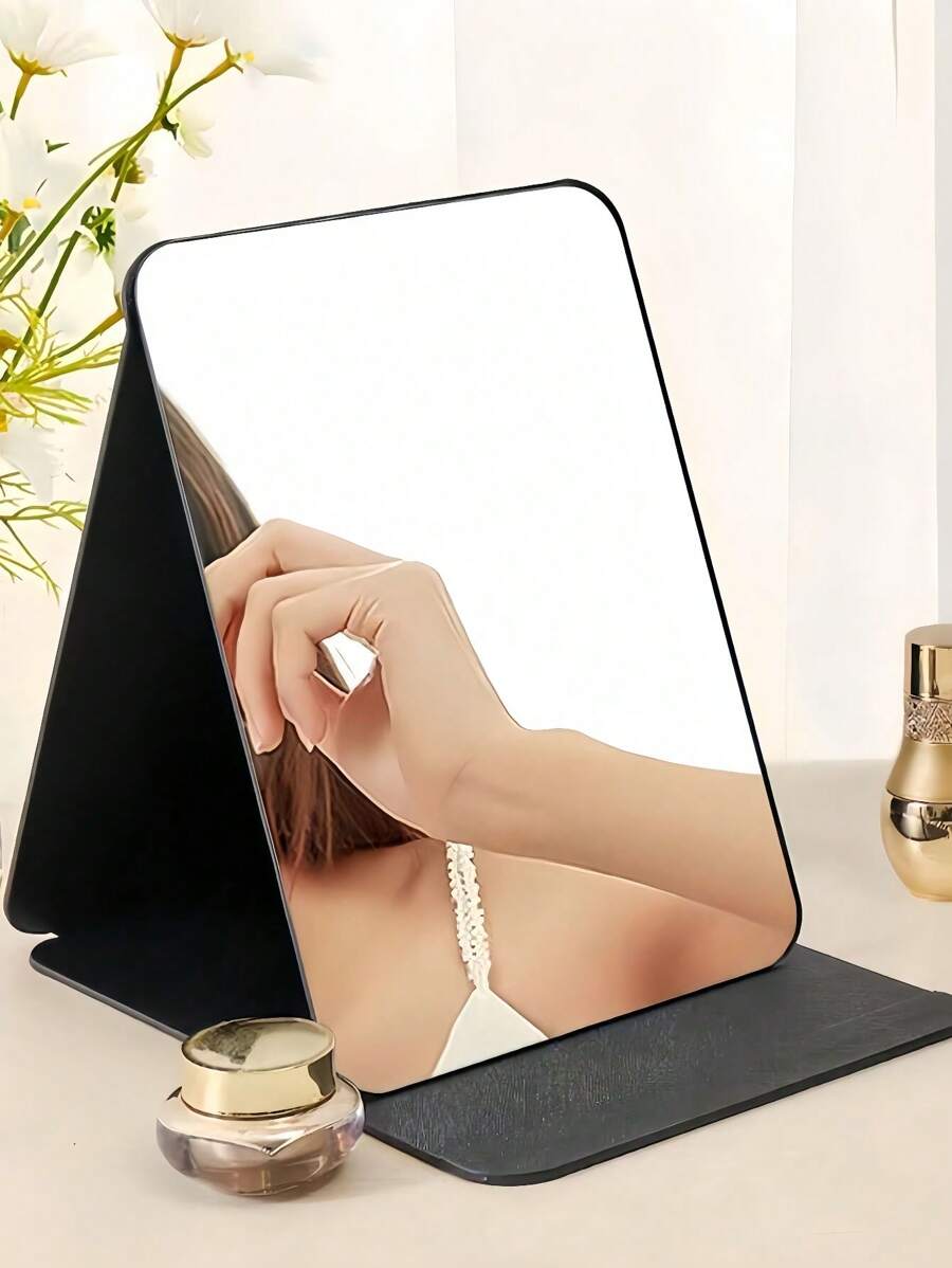 1PC Foldable Makeup Mirror, Dressing Table Makeup Mirror, Convenient Storage And Space Saving, Suitable For Bathroom, Student Dormitories, Dressing Table Bathroom Accessories Home Bathroom Decor Fall Decor Makeup Organizer Back To School