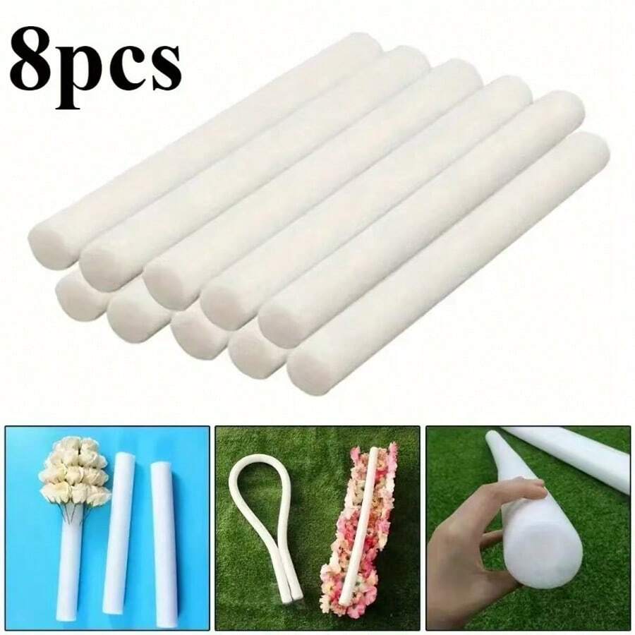 8pcs/Set High Quality White Flower Foam Sticks, Designed For Wedding And Event Decorations, Suitable For Wedding And Birthday Party Decor