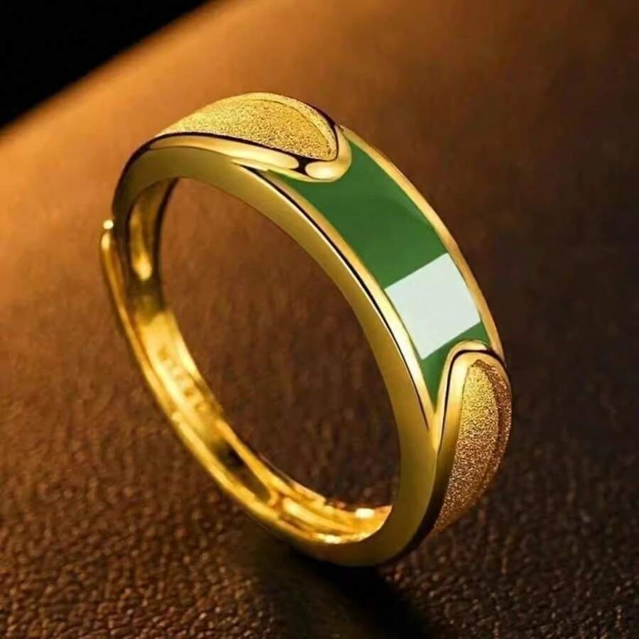 1 anel sofisticado ajustável banhado a ouro 18K, estilo europeu e americano, adequado para homens e mulheres, casamento, casal, encontro, festa