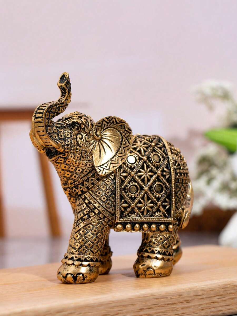 1pc, Auspicious Sacred Elephant Statue Ornaments Feng Shui Elephant Ornaments Home Decoration Rich Elephant Ornaments,Resin Decorative Crafts, The Best Object For Creative People To Design Home Decoration, Are Used For Home Desktop Decorations, Gifts For Classmates, Friends And Family, And Birthday Gifts.Room Decor, Home Decor, Birthdaydecor,Kitchen,Wedding, Bedroom Decor, Livingroom Decor, Gift, Party Decor, Gardendecor