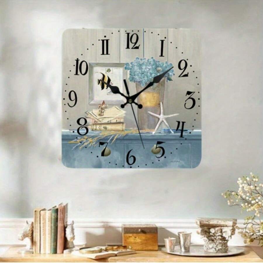 10-Inch Square Vintage Style Wall Clock, Creative European Design, Suitable For Living Room, Bedroom, Study, Office, Dining Room, Cafe, Bar, Home Decor Room Decor Clock Wall Bedroom Decor Dormitory Decor Back To School School Decor School Surprise