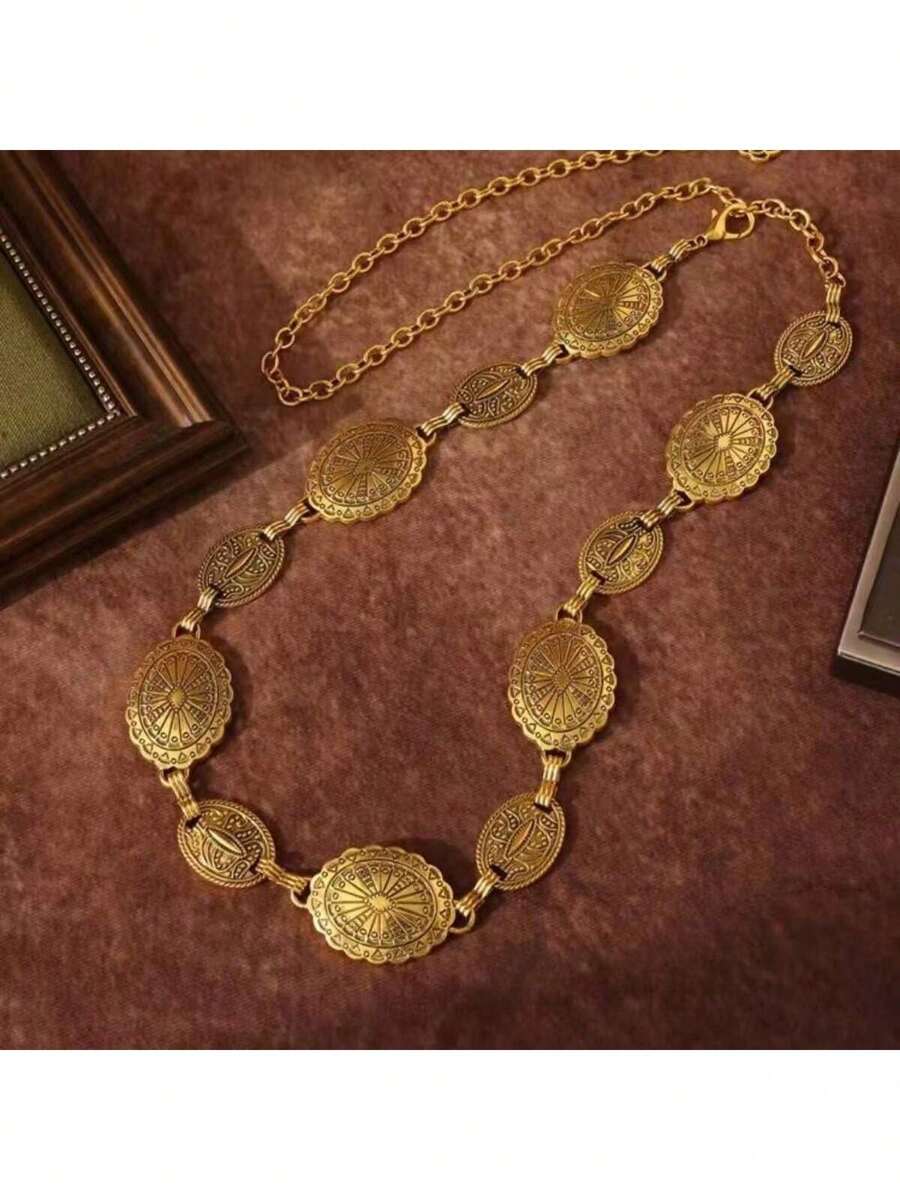1pc Vintage Boho Metal Chain Waist Belt