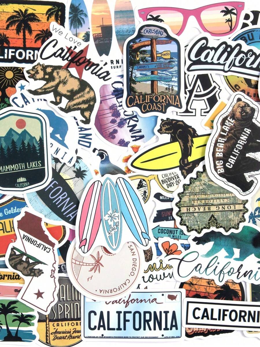 52pcs Boho Style Outdoor Travel Stickers, Suitable For Multiple Scenarios Decoration, Office Desktop Student Stationery Decoration, Laptop, Phone, Luggage, Water Cup, Storage Box Decoration, Birthday & Holiday Gifts, Home Decor Self-Adhesive Stickers (Random Style Delivery)