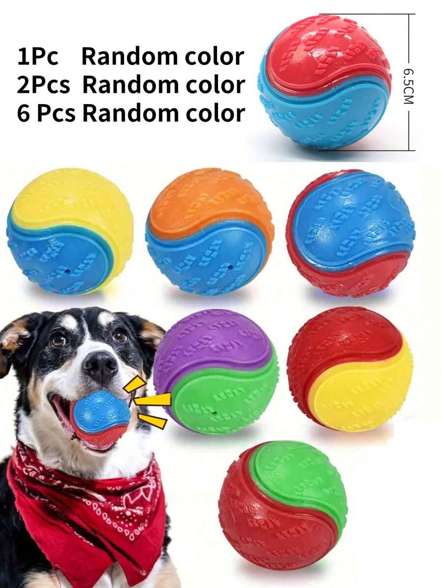 Balles à mâcher pour chien en TPR avec sons, couleurs aléatoires, balles durables pour broyer les dents, pour l'entraînement