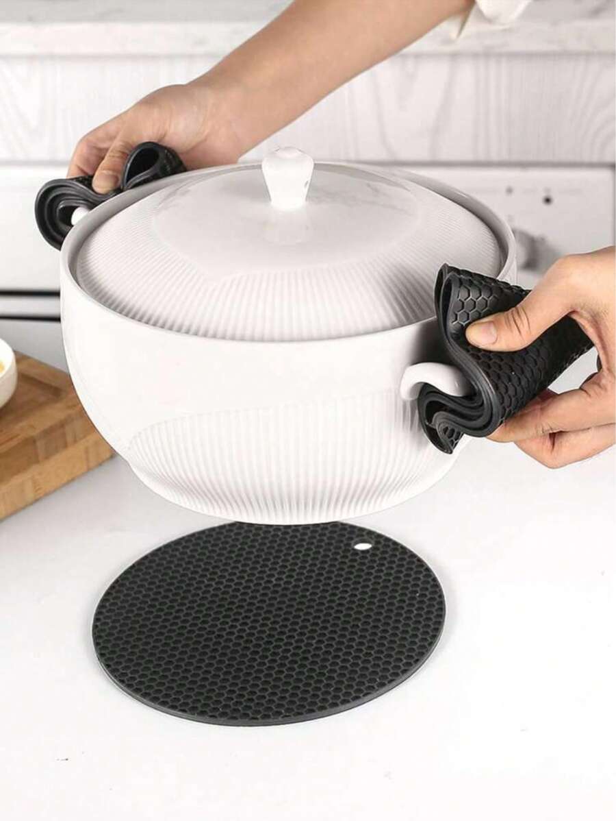 1pc Silicone Heat Insulation Mat, Heat Resistant Silicone Trivet For Pot And Pan, Round Silicone Placemat, Countertop Protector
