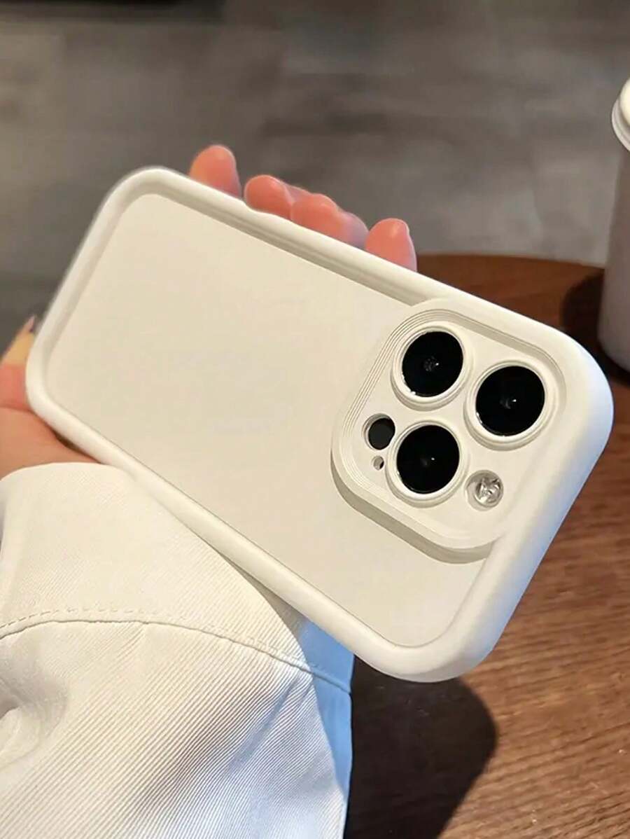 1 pieza Funda de teléfono blanca de unicolor, antideslizante y a prueba de golpes, con textura mate y protección para la lente, de moda, compatible con iPhone 16/16Pro/16ProMax/16Plus, 15, 14, 13, 12, 11, XR, XS, XsMax