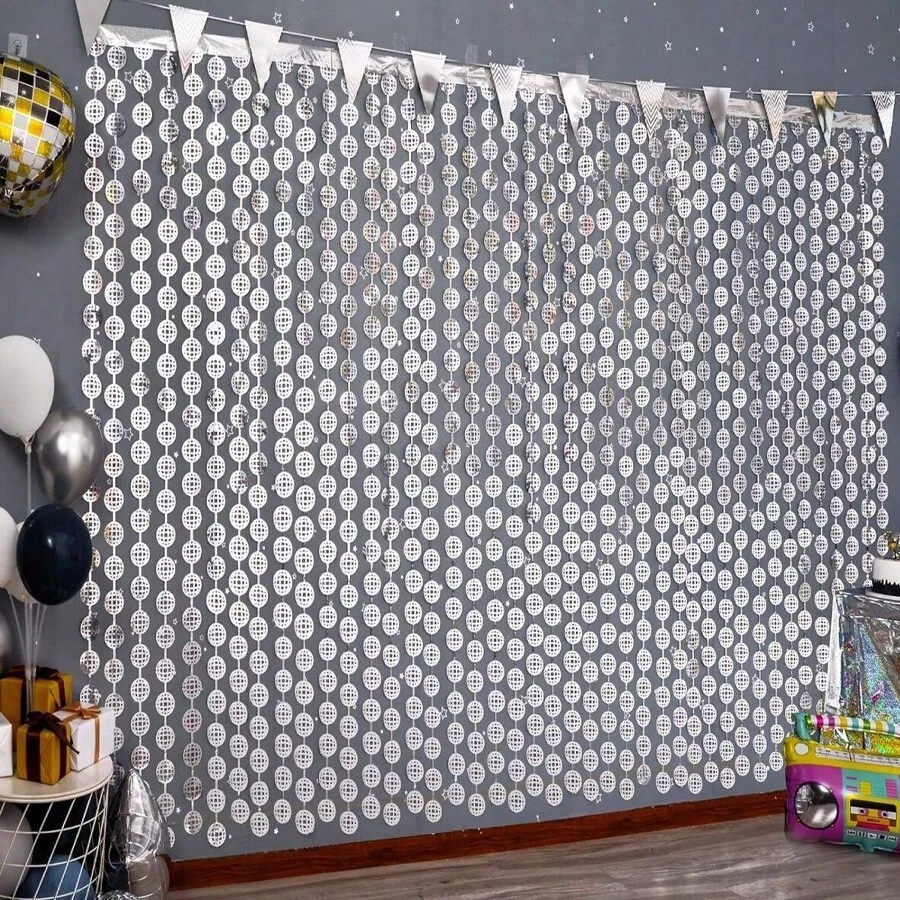 Décorations de fête disco, 2 paquets de props de cabine photo boule disco, rideaux à franges en feuille d'argent de 3,3 x 6,6 pi comme décor de fond pour les fêtes des années 70 et 80, soirée de enterrement de vie de jeune fille, décennie, décoration de fête