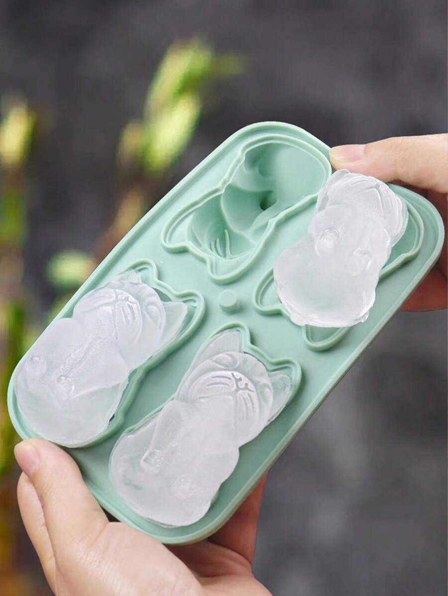 1 Stück Rosa Silikon DIY Eiswürfelform, 4-teilige Corgi Hund geformte Eiswürfelform, 4-teilige Bulldogge geformte Eiswürfelform, 4-teilige Labrador geformte Eiswürfelform, 3D Cartoon Tier Getränke Eiswürfelform, wiederverwendbare flexible Silikon Eiswürfelform