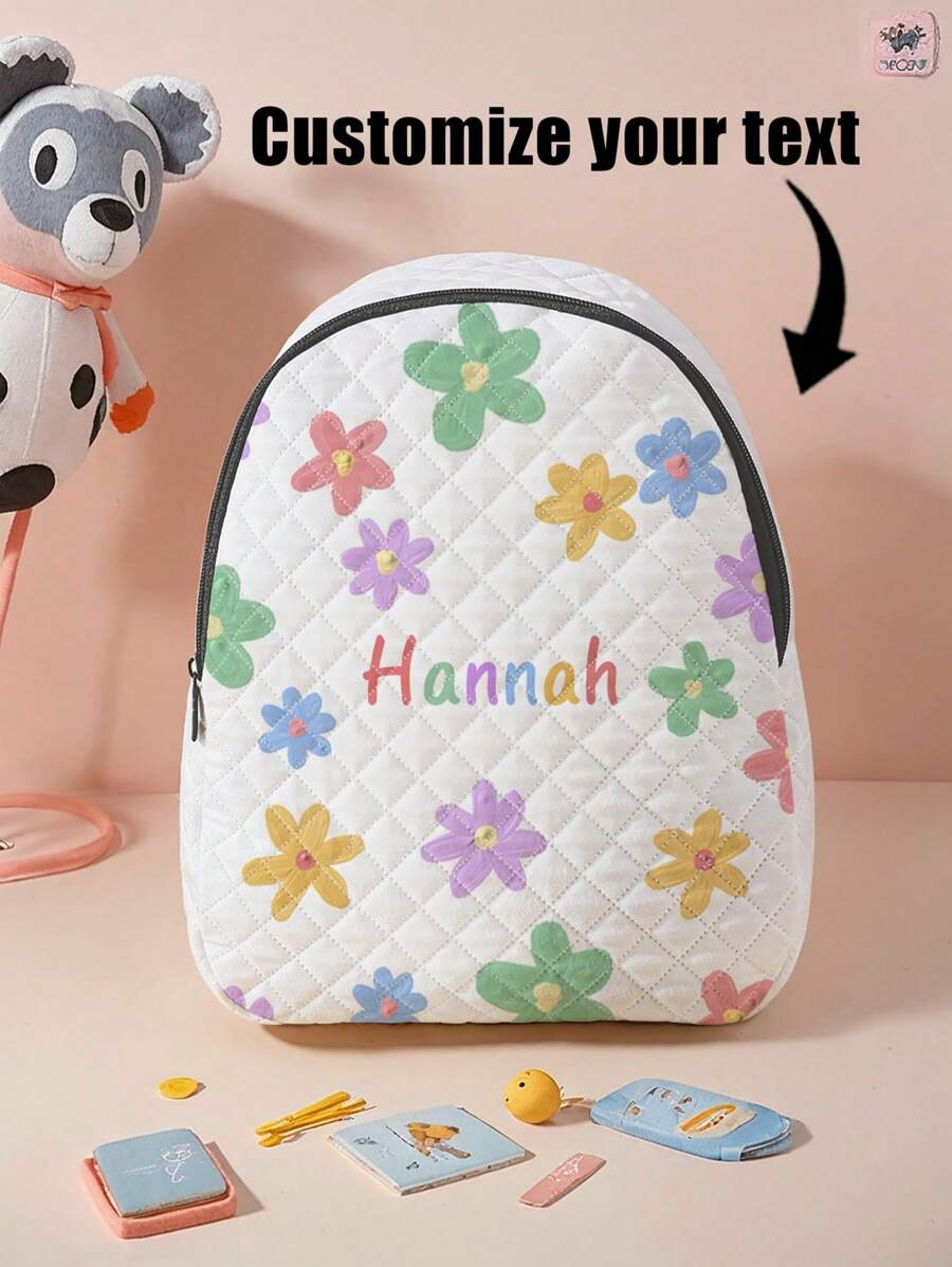 1pc Customizable Cute Sheep Pattern Argyle Backpack, Can Be Customized According To Your Unique Design, Suitable For Children And Teenagers, Print Your Own Name Or Your Sister And Classmate's Name As A Gift