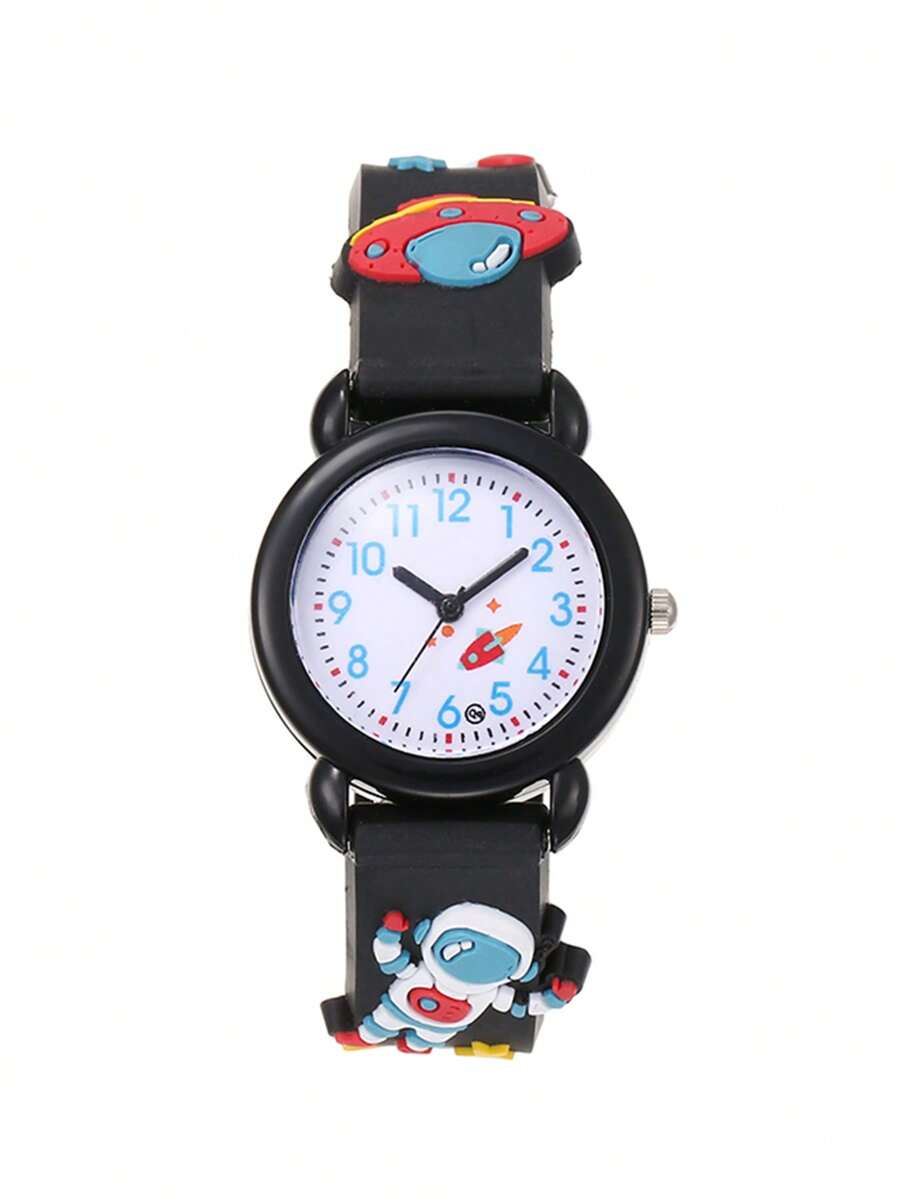 1 pezzo Orologio al quarzo con quadrante rotondo con numeri arabi e stampa 3D in silicone, color macaron, adatto come regalo di compleanno, laurea e uso quotidiano