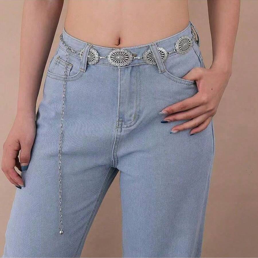Boho Chic Metal Waist Chain, Fashionable And Versatile Accessory For Dresses, Shirts