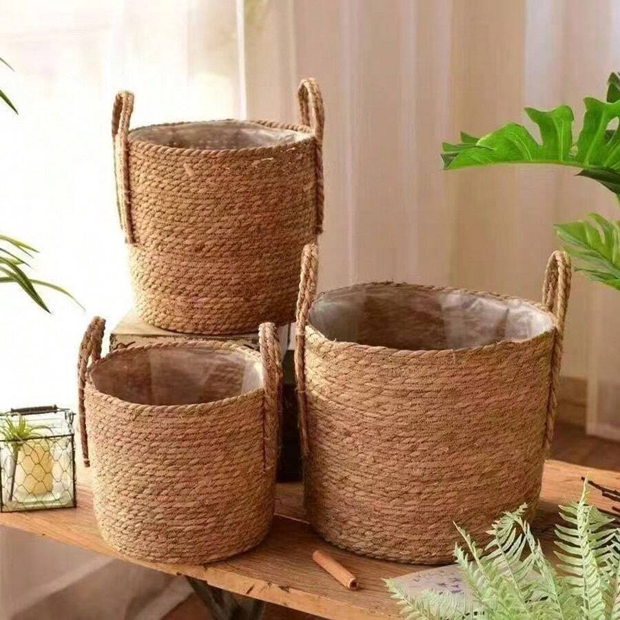 1 set, Vasi da fiori intrecciati, vasi da fiori intrecciati in stile nordico, set di vasi da fiori extra large, cestini intrecciati di alta qualità