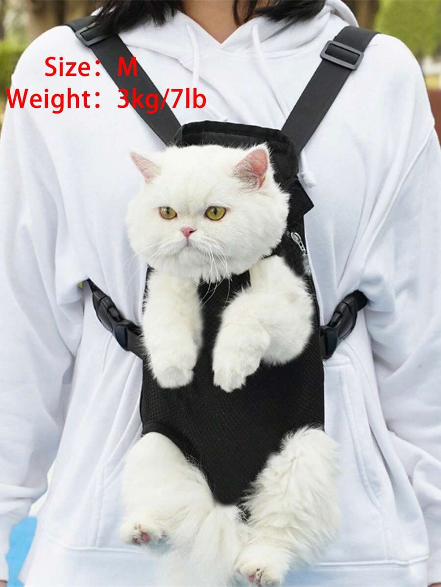 1pc Pet Carrier Front Pocket Cat Backpack, Breathable Mesh Design Portable Outdoor Carry Bag Suitable For Small Dogs & Cats Up To 13lbs