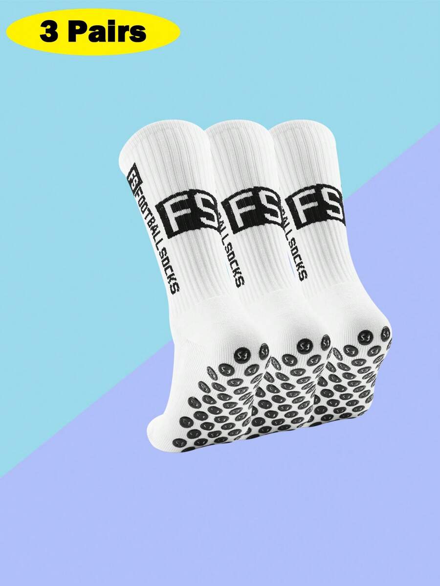 FLSHMCEN 3/6 pares de calcetines de fútbol para hombres con almohadillas antideslizantes para fútbol, baloncesto y deportes