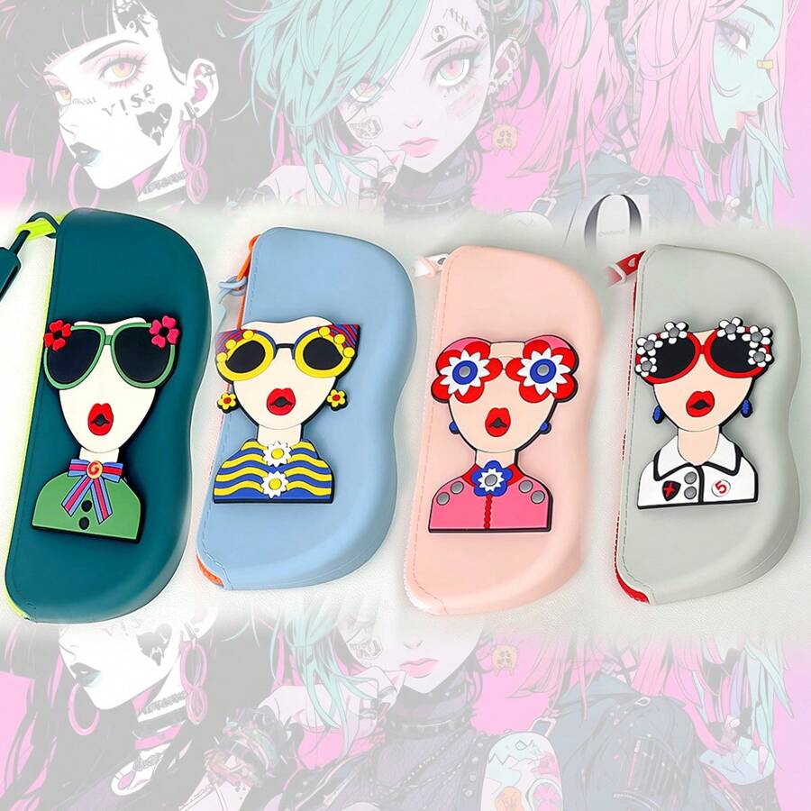 1pc A Silicone Glasses Case For Storage, Featuring A Handle For Hanging, Suitable For Travel And Portable Use. It Is Waterproof And Shockproof, Designed To Keep Glasses And Regular Glasses Dust-Free,Ideal Fashion Glasses Storage Accessories
