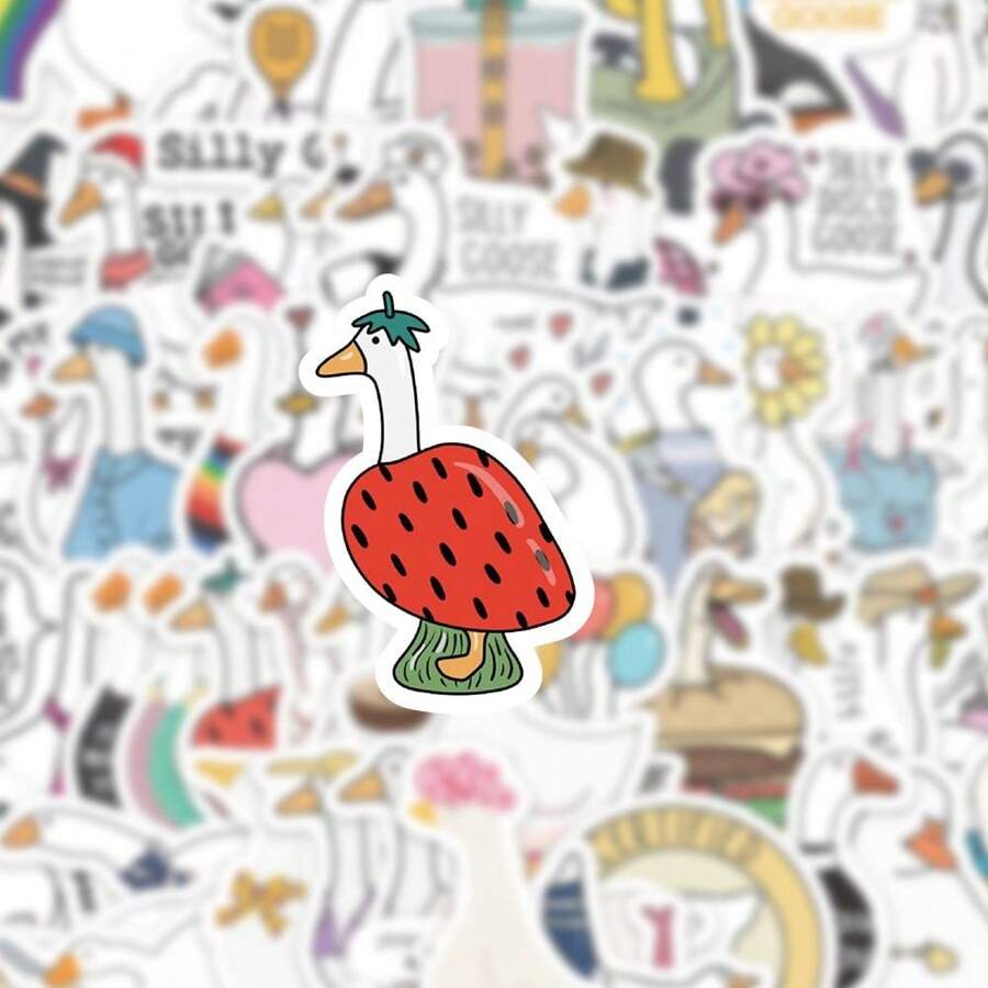 1 Set Of 60pcs Cute Cartoon Silly Goose Stickers, Adorable Animal Stickers For Phone Case, Desktop, And Wall Decor