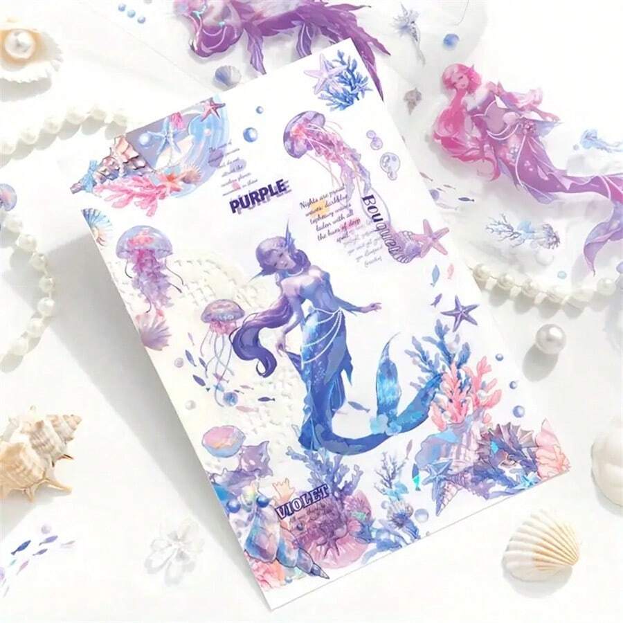 Ocean Heart PET Tape - High Quality Ocean Life Design, Lively Marine Life, Coral Reef And Bubbles, Suitable For DIY Journal, Scrapbooking And Crafting, 1 Roll, Decorative Accessories | Imaginative Design | Colorful Rolls, Underwater Decor