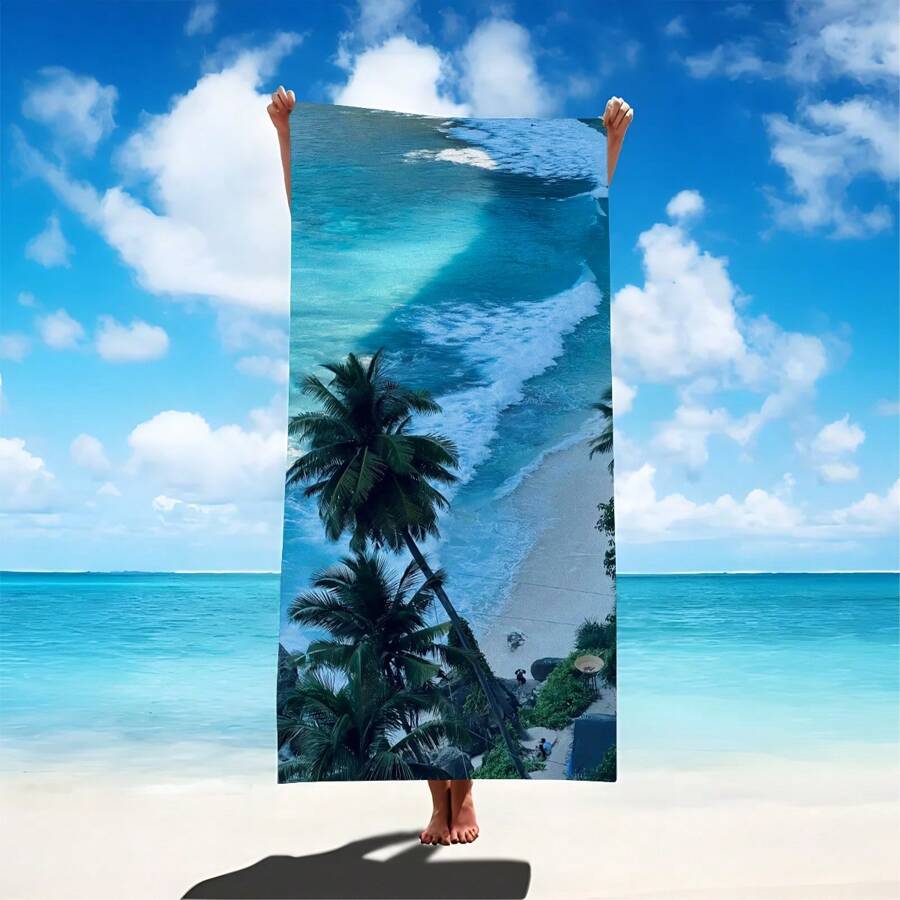 1pc Super Soft Microfiber Beach Towel, Quick Dry Absorbent Lightweight Beach Bath Swimming Towel