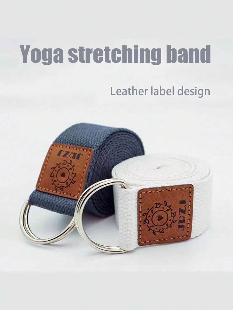 1pc 250*2.5cm Stretch Strap With Leather Tag, Multifunctional Binding Band, Pull Strap, Shoulder Warm-Up Stretching Strap, Woven Yoga Rope, Home Assistance Pilates Stretching, Stretching Strap For Beginner Fitness Training, Fitness Shaping, Indoor And Outdoor Exercise, Yoga Mat Exercise