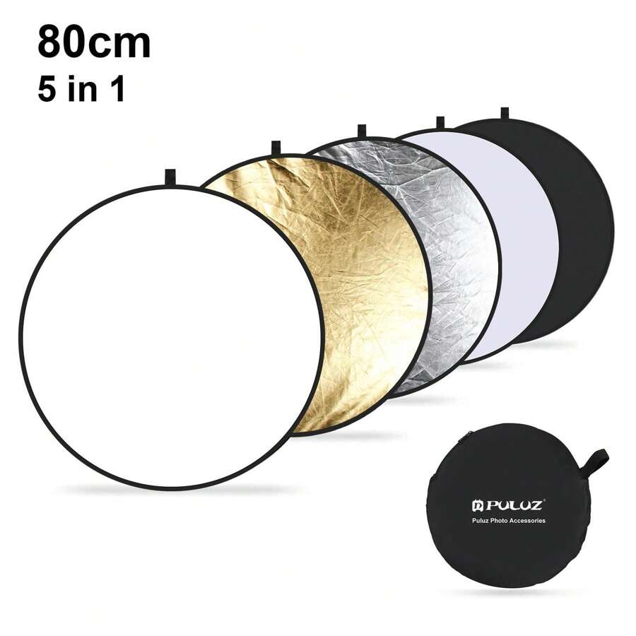 Puluz PULUZ 80cm 5 w 1 (srebrny / półprzezroczysty / złoty / biały / czarny) składana tablica odblaskowa do studia fotograficznego