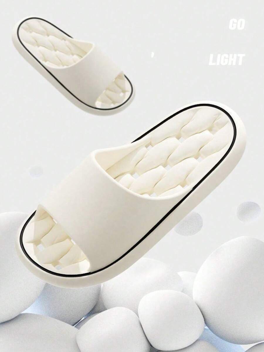 1 Pair Bathroom Anti-Slip Slippers, Waterproof Indoor Hotel Massage Non-Slip Odor-Resistant Home Slippers, EVA Material Back To School