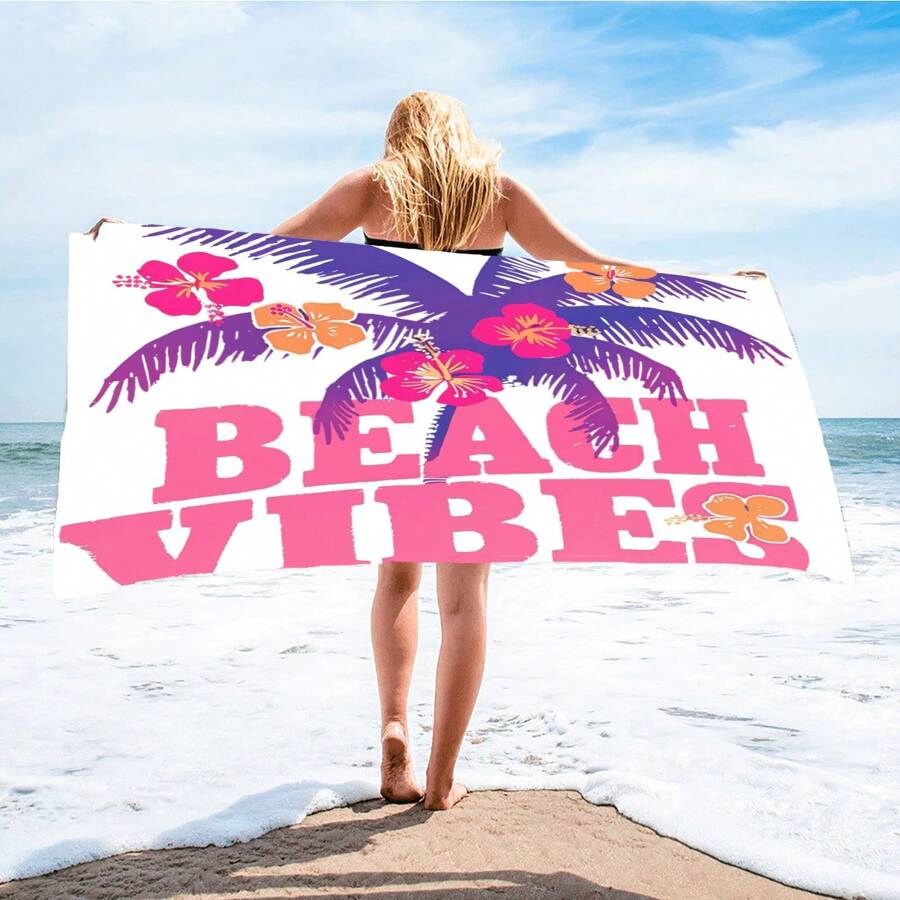 1pc Ultra Soft Microfiber Beach Towel, Quick Dry Absorbent Lightweight Towel For Beach, Bathroom, Swimming
