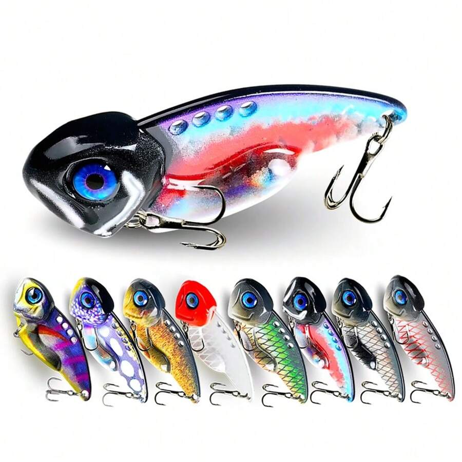 8Pcs Metal VIB Lure 7g 10g 15g 20g Sinking Casting Lure 3D Printing Spoon Spinner Balancer Jig High Sensitivity Artificial Hard Bait For Bass/Perch/Trout