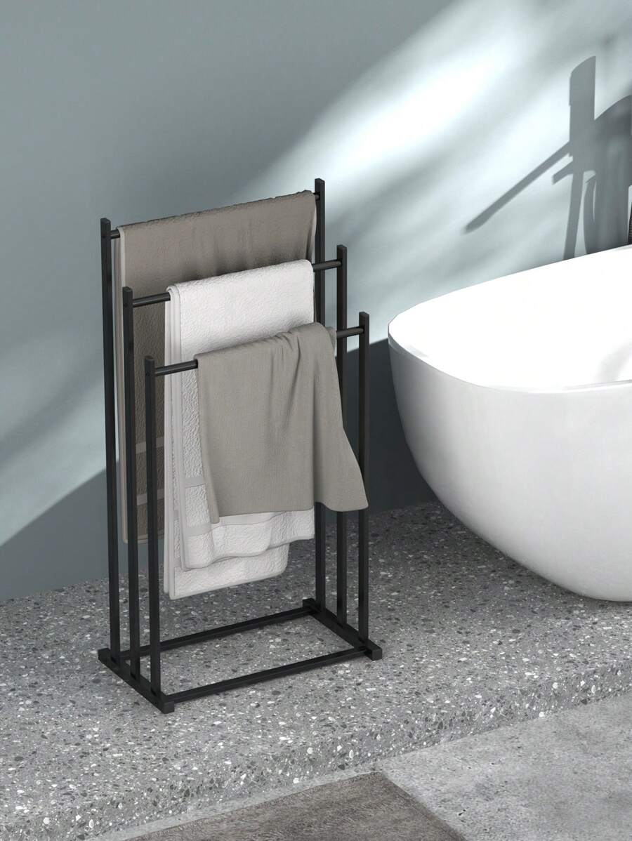 1pc 3-Layer Independent Towel Rack, Easy To Install, Space Saving, Suitable For Storing Towels, Towels, Blankets By The Bathroom Or Bathtub, And Can Also Be Used As A Drying Rack, Bathroom Storage Rack, And Storage Rack