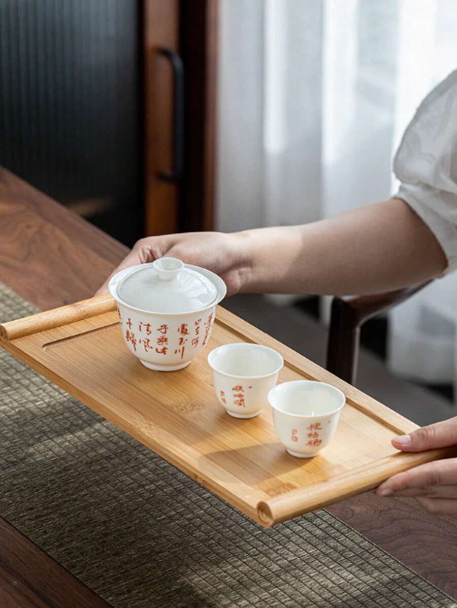 1 pièce Plateau à thé en bambou de forme enroulée, plateau de service à thé domestique, support résistant à la chaleur, matériau naturel, 2 styles disponibles - style japonais minimaliste ou accessoire de mini-service à thé en bois, retour à l'école de la culture du thé