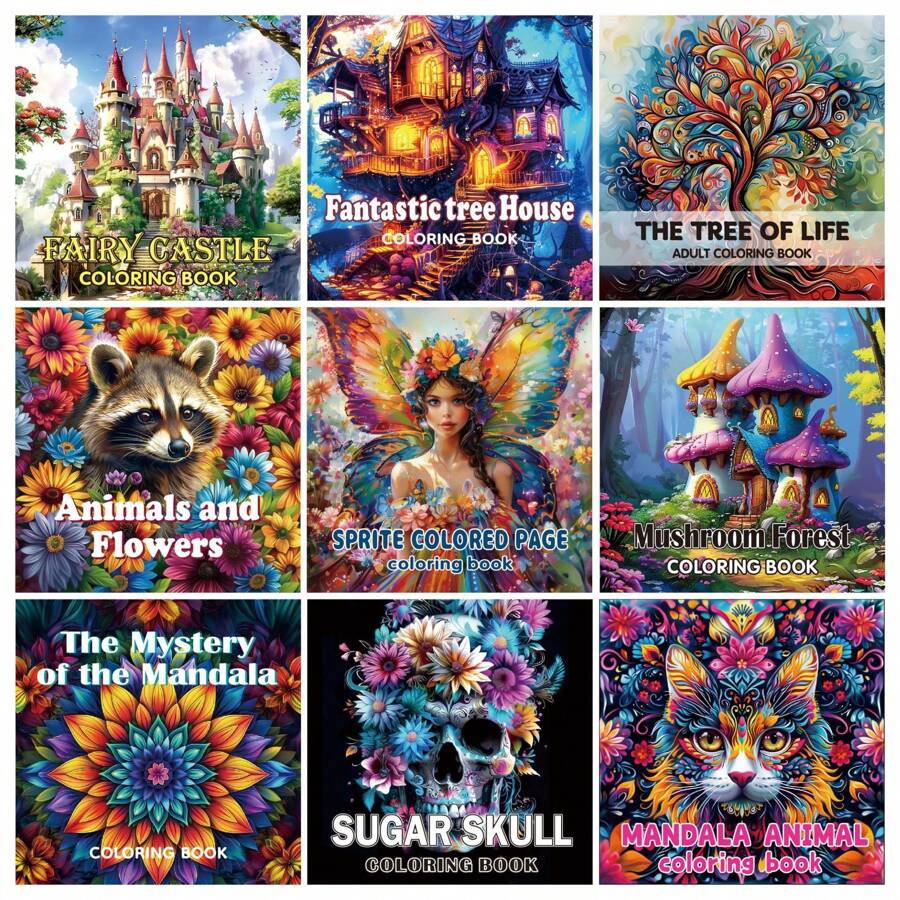 1 PIEZA Libro de colorear para adultos de Animales Mandala con 24 ilustraciones creativas de acuarela y grafiti para colorear
