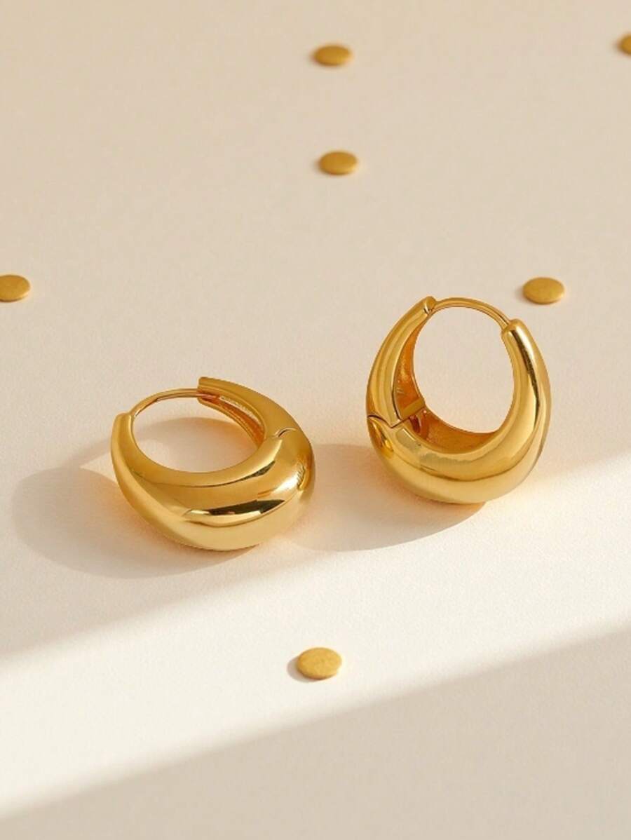 Pendientes elegantes tipo aro grueso de estilo sencillo y elegante, aptos para uso diario o en fiestas (sin caja)