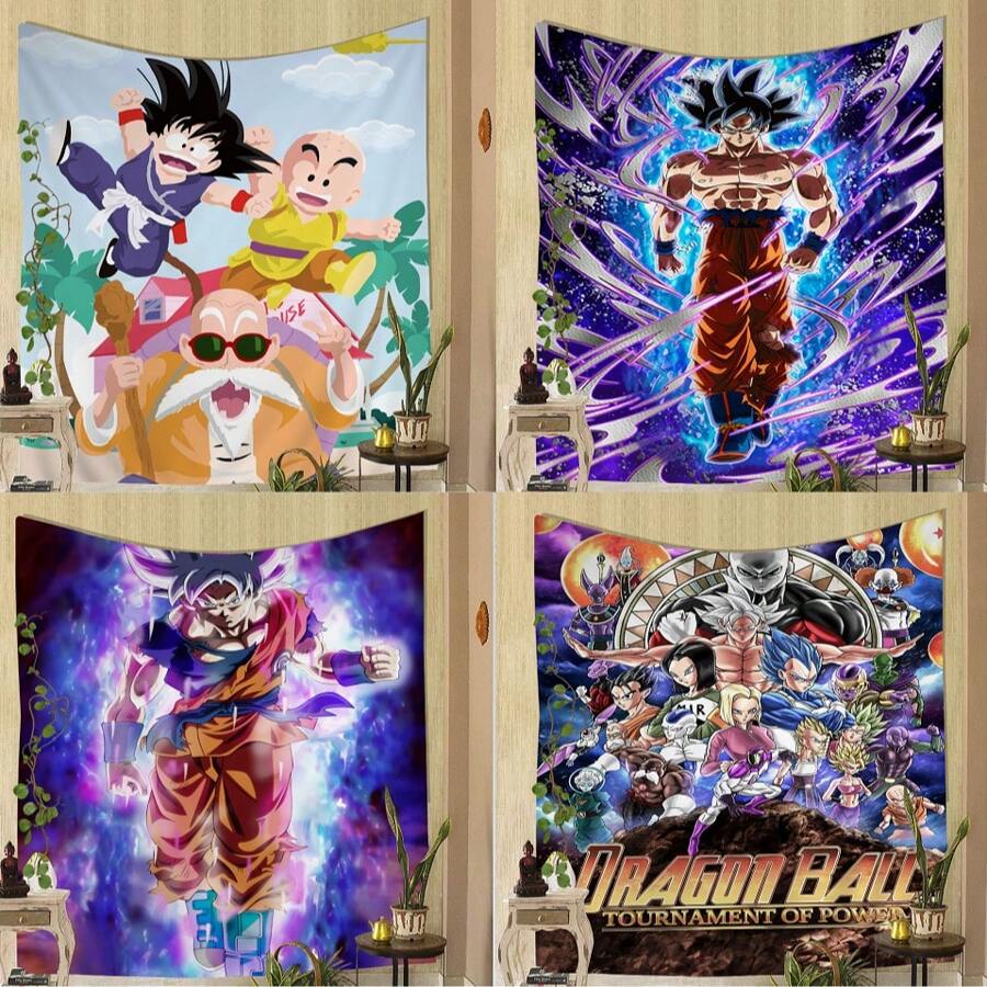 bandai 1/4PCS Japan Classic Anime Goku Tapestry Printed Large Wall Tapestry Art Science Fiction Room Home Decor Decor Blanket Wall Tapestry Cheap Hippie Wall Hanging Bohemian Wall Tapestries INS Home Decor Wall Rugs Dorm Japanese Tapestry Bedroom Decoration