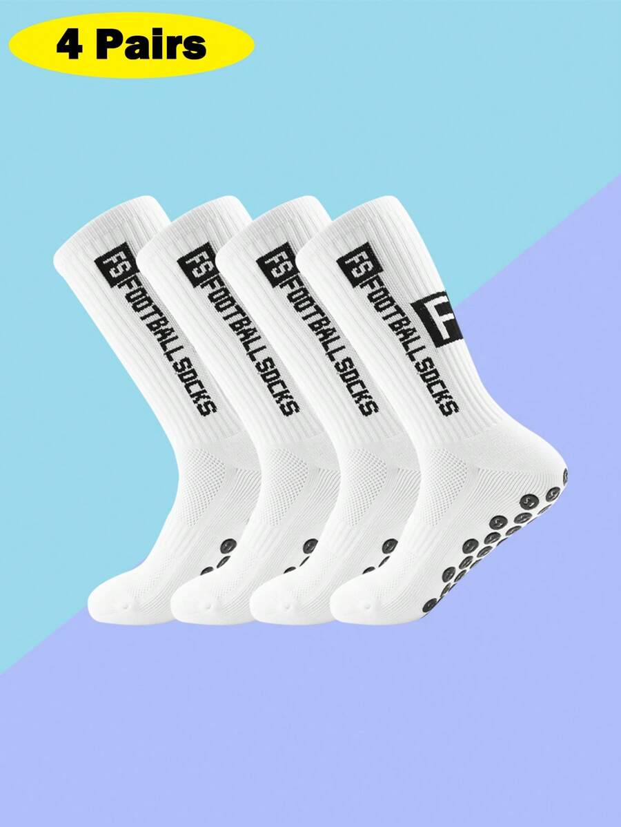 4/10 pares de calcetines de fútbol para hombre con almohadillas antideslizantes y agarre para baloncesto y deportes