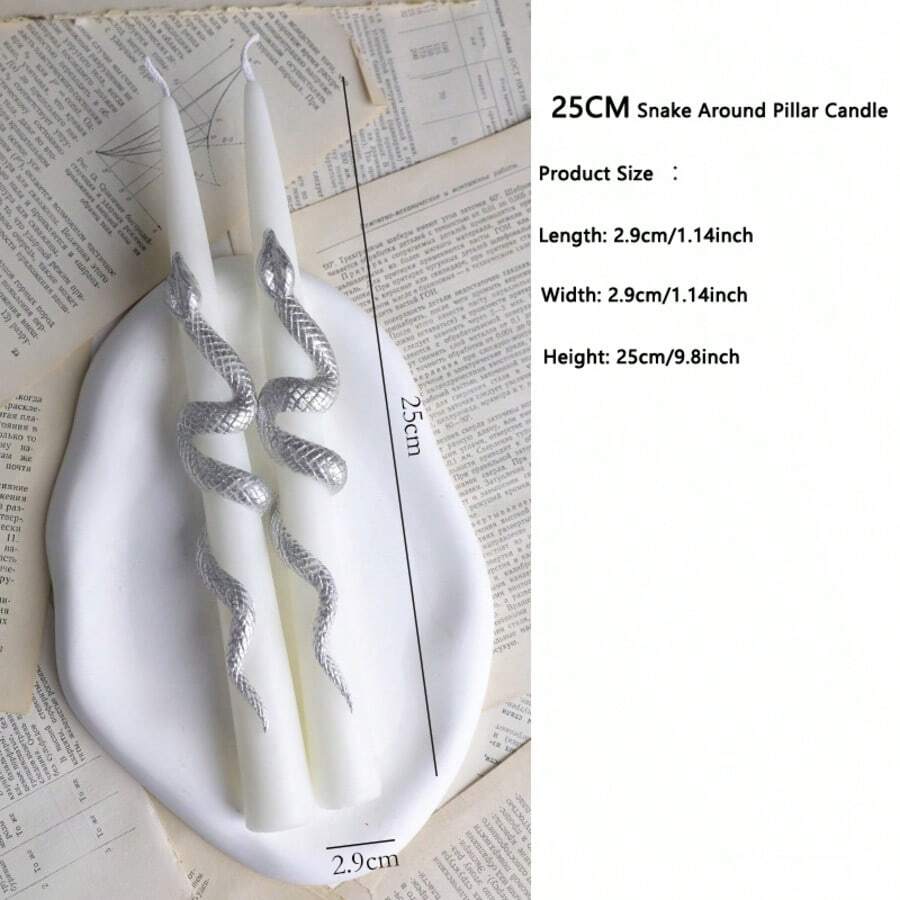 2 pièces/Paquet Moule en silicone pour bougie de dîner cylindrique en spirale de 25 cm, moule en cire de soja cylindrique torsadé, moule pour bougie serpent autour de la colonne haute pour fête, décoration de la maison, Halloween