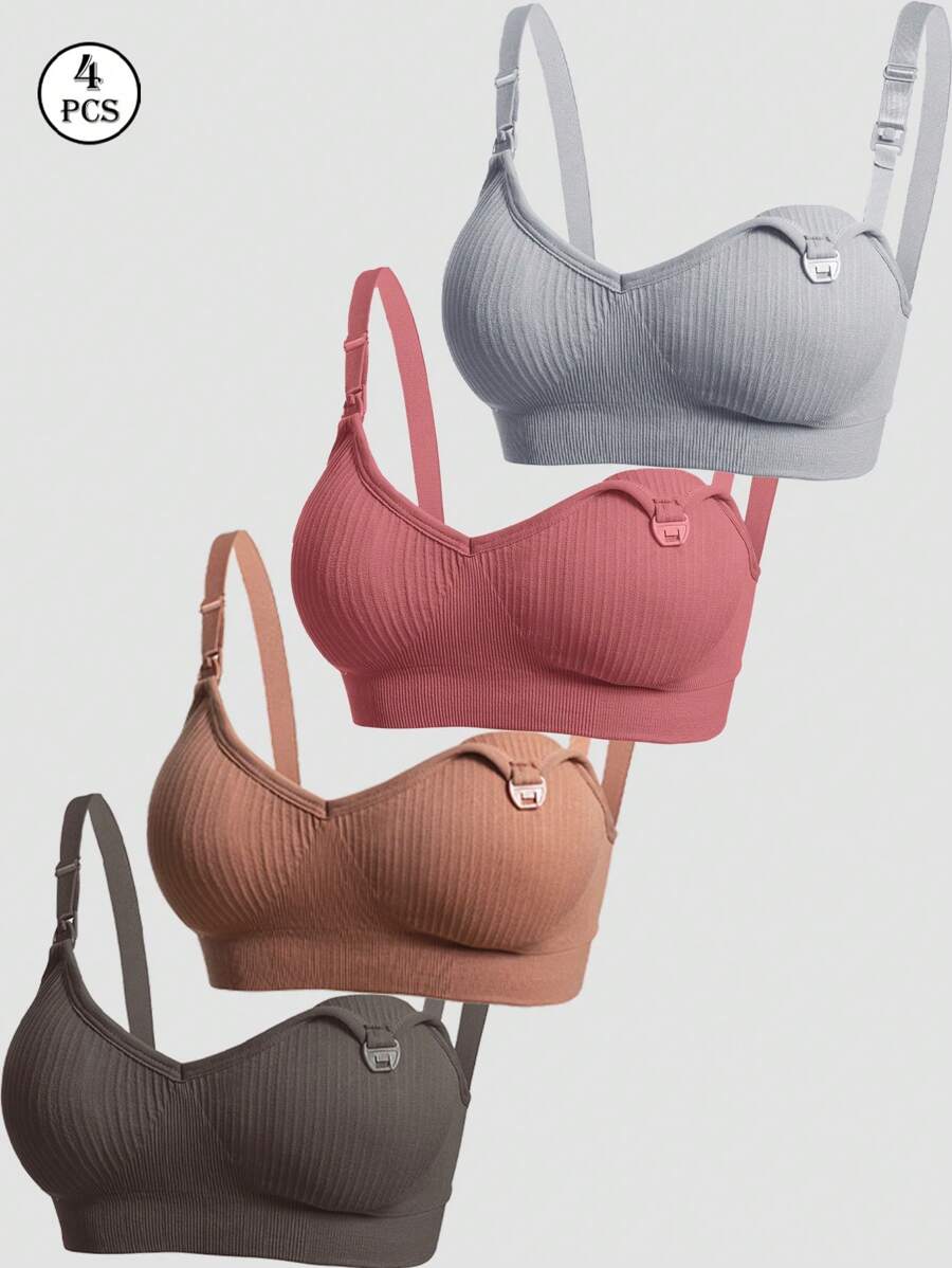 Set da 4 Reggiseni per allattamento e maternità con chiusura anteriore in pizzo, morbidi e confortevoli