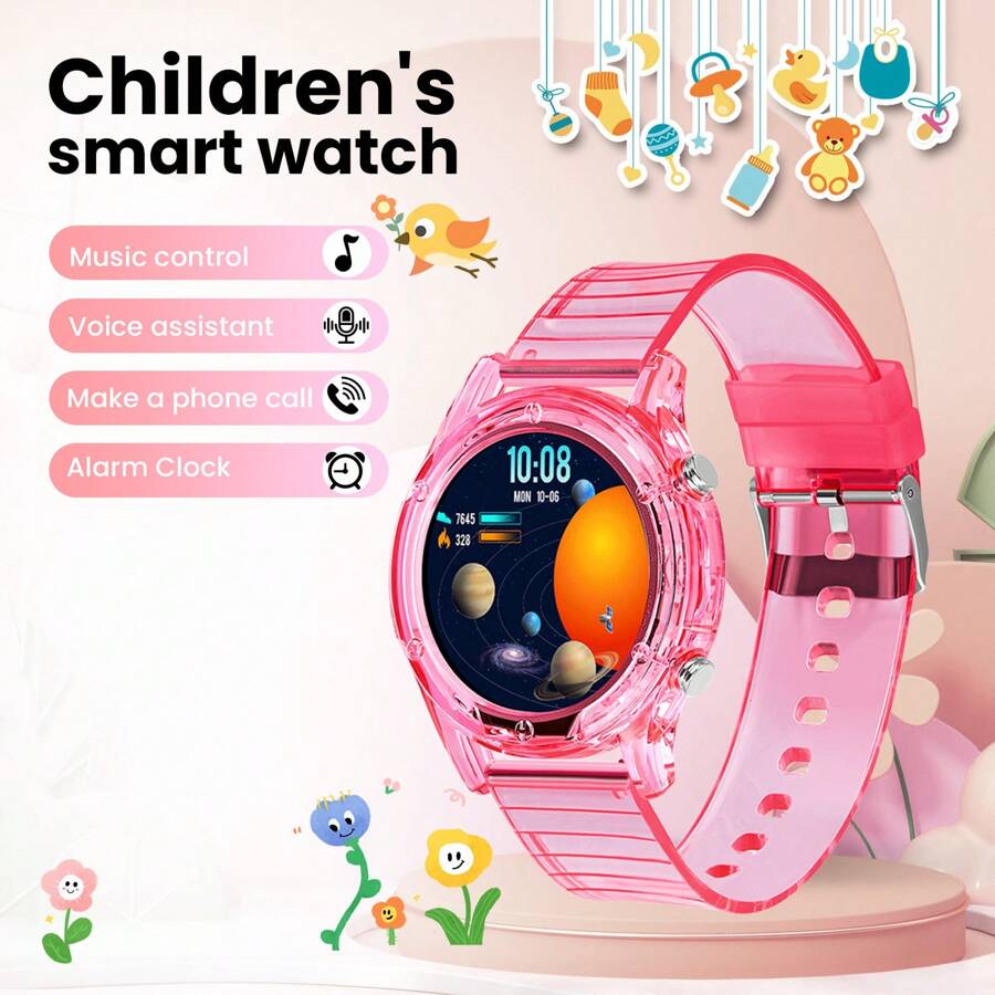 SIMSONLAB Nouvelle montre connectée ronde HD de 1,28 pouces à écran tactile plein pour enfants et adolescents, composition 2025, avec fonctions de numérotation/réception d'appels téléphoniques, podomètre, comptage des calories, modes multisports, rappel de messages et d'appels entrants. Montre connectée multifonction compatible Android/iOS