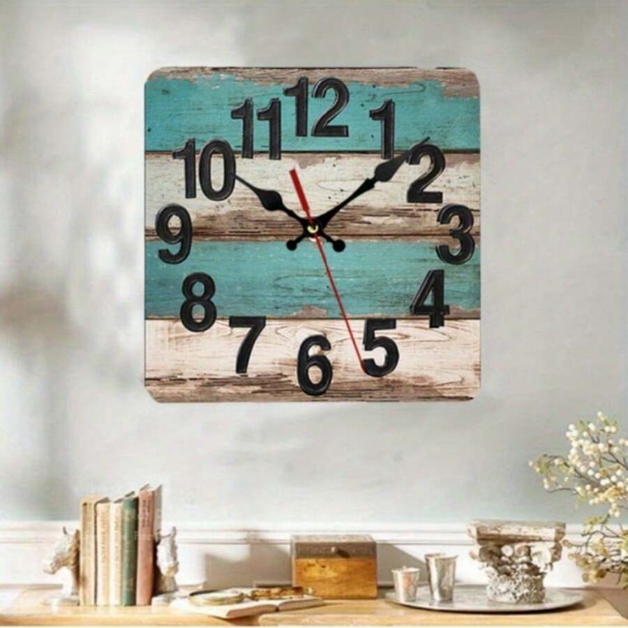 New European Style Wall Clock, 10 Inch Square Retro Creative Decor Clock For Living Room, Bedroom, Study, Office, Dining Room, Cafe, Bar, Home Decoration Room Decor Clock Wall Bedroom Decor Dormitory Decor Back To School School Decor School Surprise