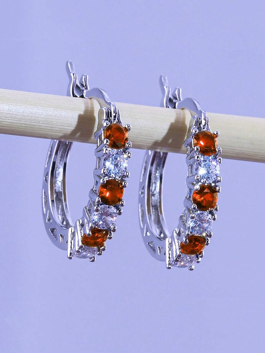 1 Paar modische Creolen mit kubischem Zirkonia für Frauen, Hochzeit, Jahrestag, Verlobungsparty, Schmuck, Valentinstag Geschenk