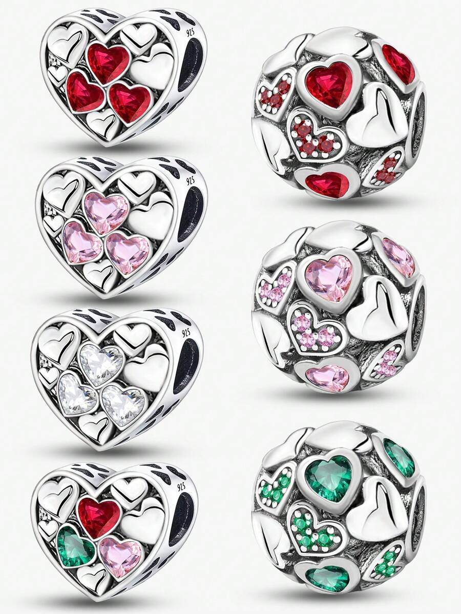 1 PC Heart To Heart Beads Pendant Beads Pendant Ball Suitable For Bracelets DIY Women's Jewelry