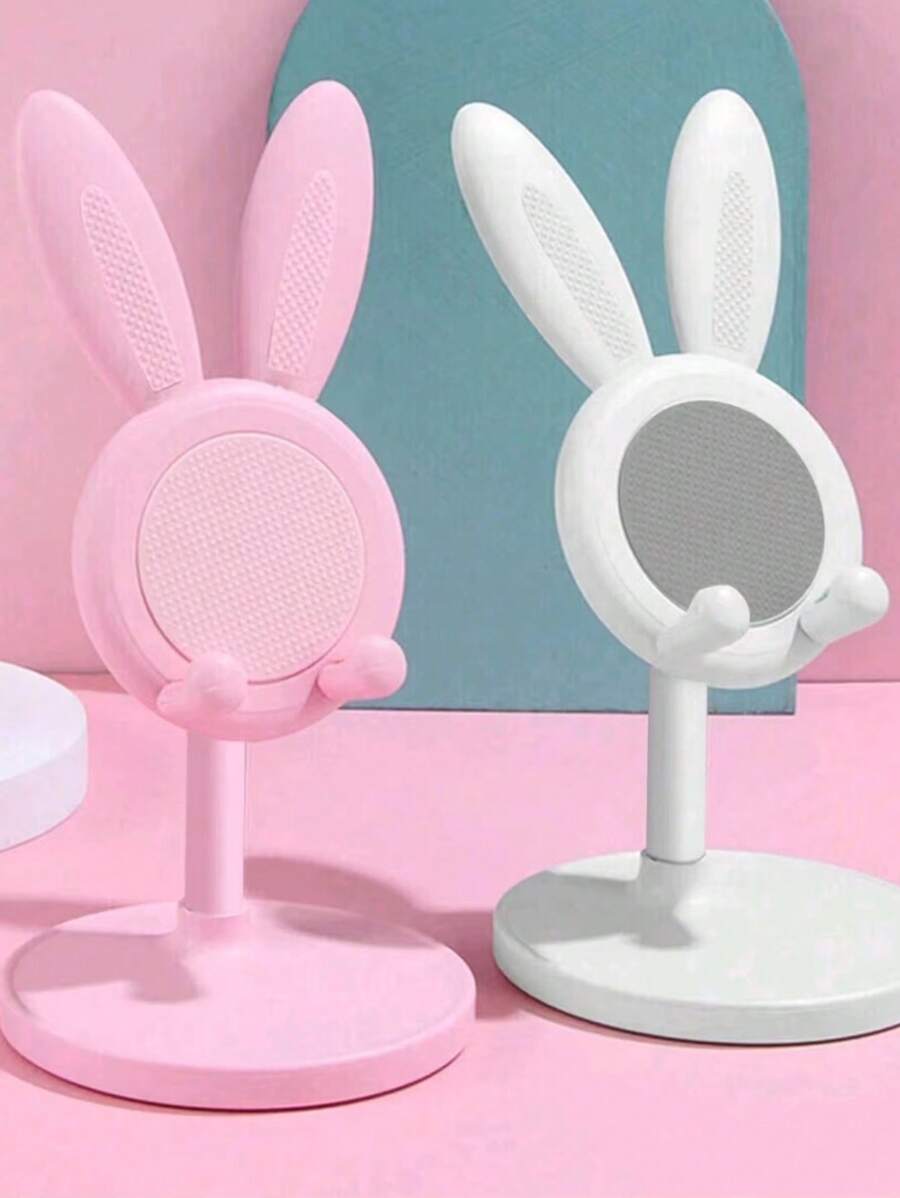 2 pièces Support de téléphone portable mignon en forme de lapin, support de bureau universel pour diffusion en direct et cours en ligne, support pliable et ajustable pour regarder la télévision, support de chevet portable