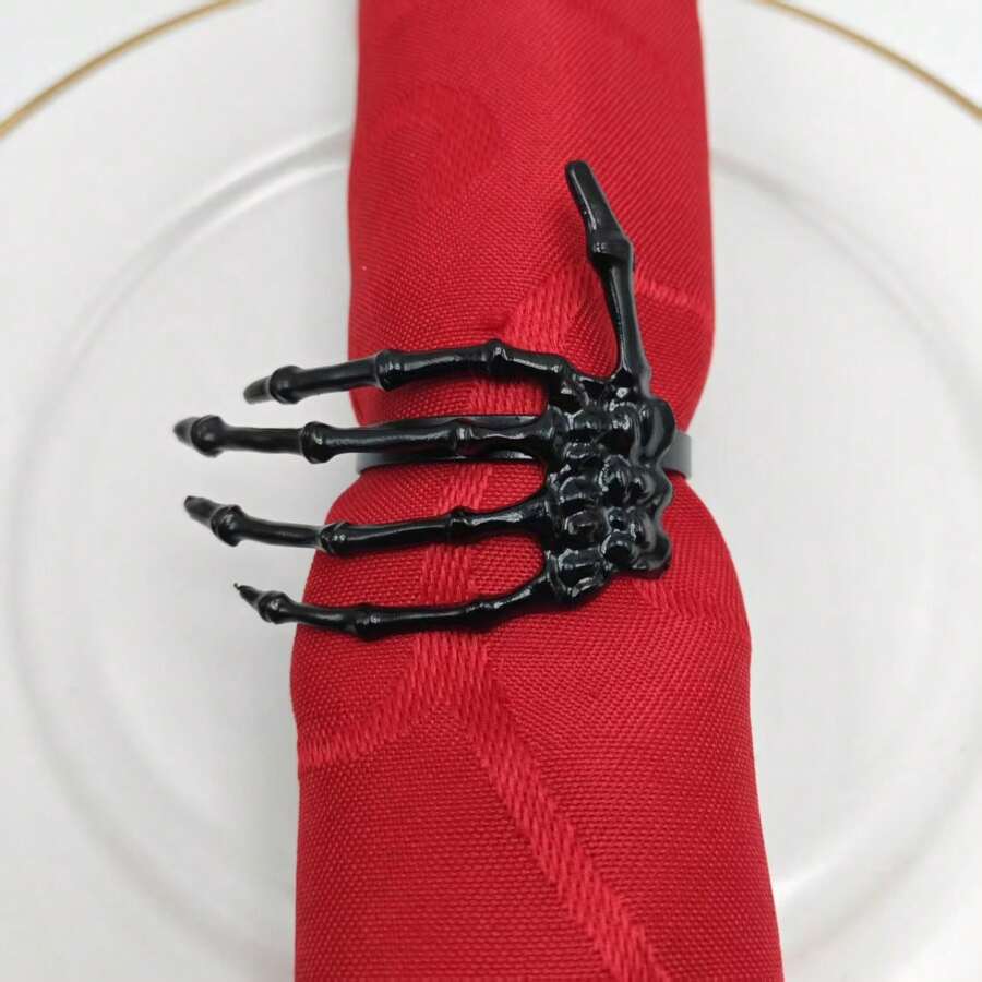 Factory Directly Selling Halloween Ghost Hand Napkin Rings, Red And Black, Simple Ghost Party Napkin Rings, Bulk