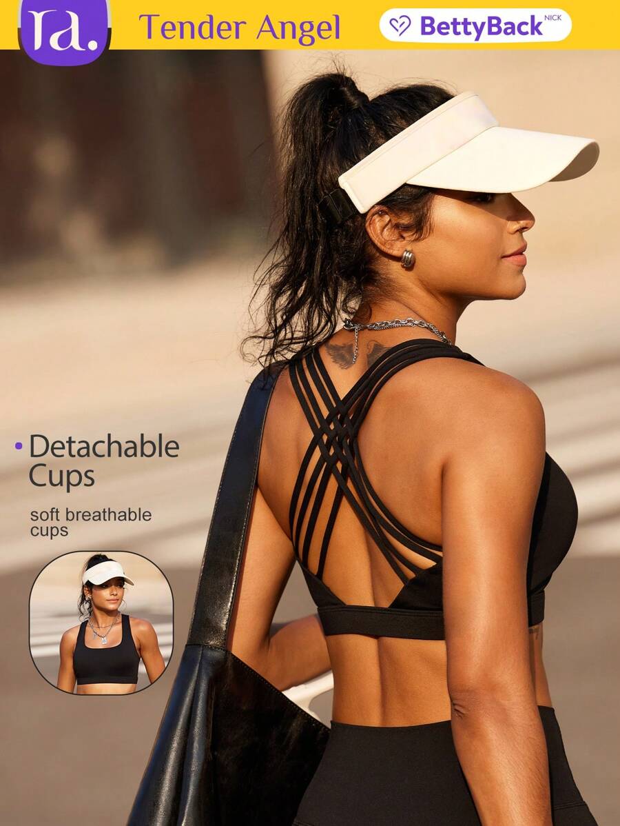 Tender Angel Damen Sport BHs Sommer stoßabsorbierend Kreuz-Rücken Modisch Laufen Yoga Fitness Weste Dopamin Training rückenfrei BHs