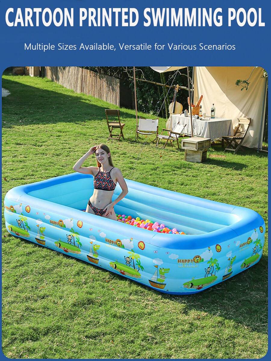 1pc Large Family Home & Outdoor Pool, Thick Plastic Ocean Ball Swimming Pool, Beach Essentials, Beach Accessories, Pool Float