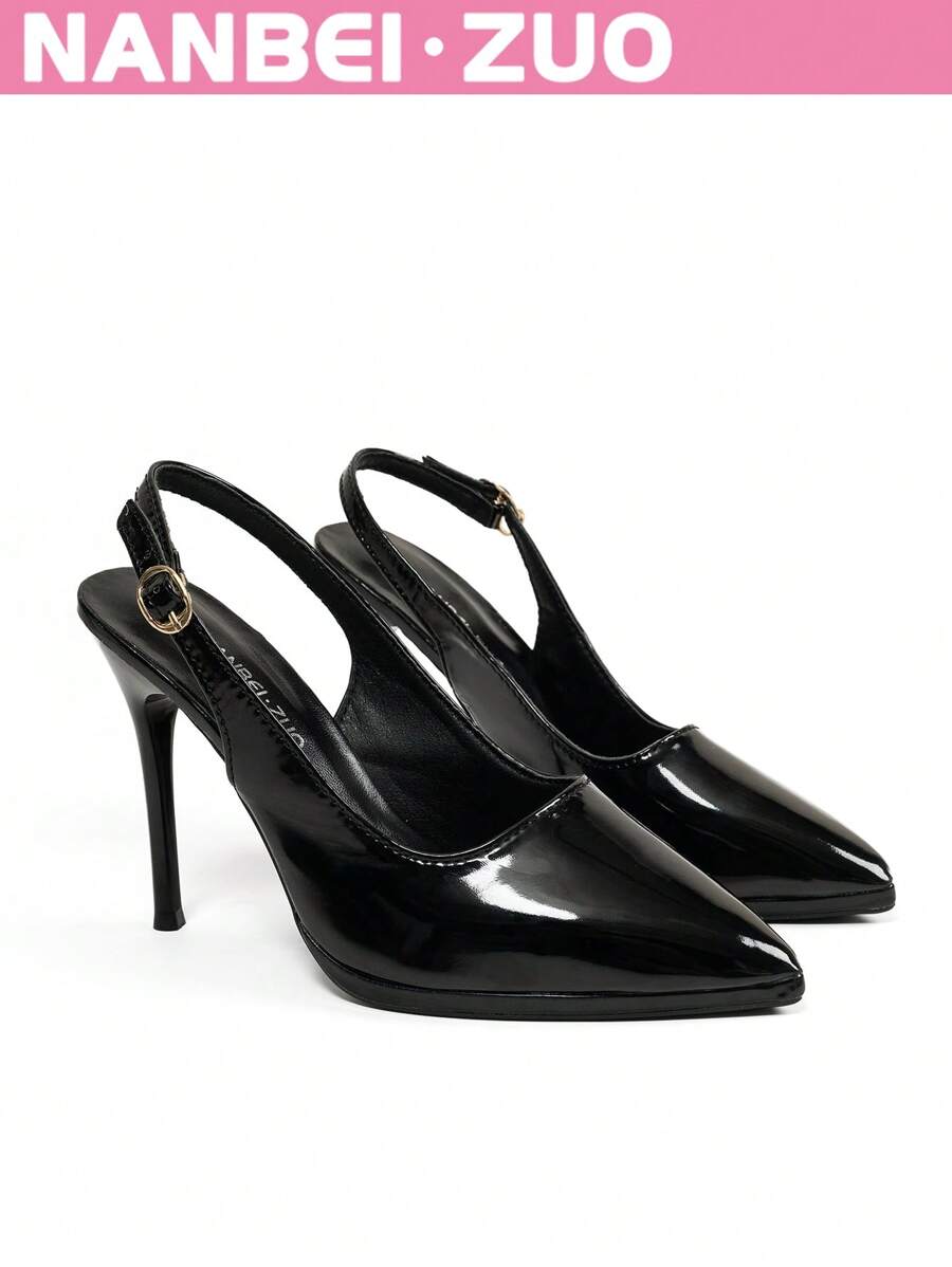 NANBEI ZUO NANBEI ZUO Women's Plus Size Spring/Summer Glossy Pointed Toe Ankle Strap Stilettos, Fashion Minimalist Elegant High Heels For Commute, Interview, Office, Party, Wedding, Birthday Gift, Date, Vacation, Lightweight & Breathable