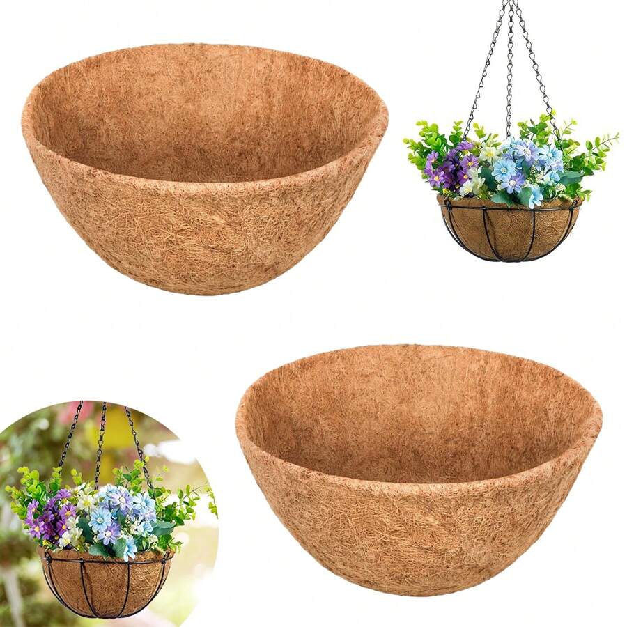 1 pièce de remplacement de doublure ronde en coco, doublures rondes pour paniers suspendus, doublures en fibre de noix de coco, pour paniers suspendus, pots de fleurs et de légumes de jardin, boîtes de fenêtre, clôtures, terrasses