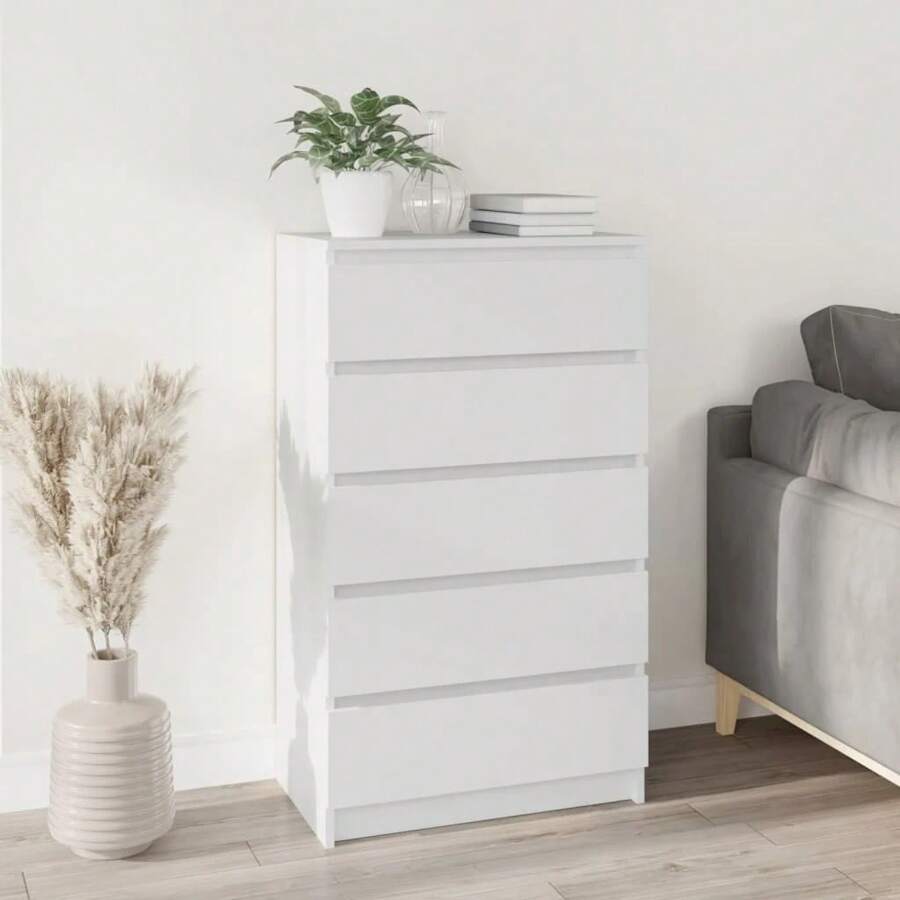 Commode, 60x36x103 cm, en ingénierie, solide et durable, idéale pour décorer la maison-blanc