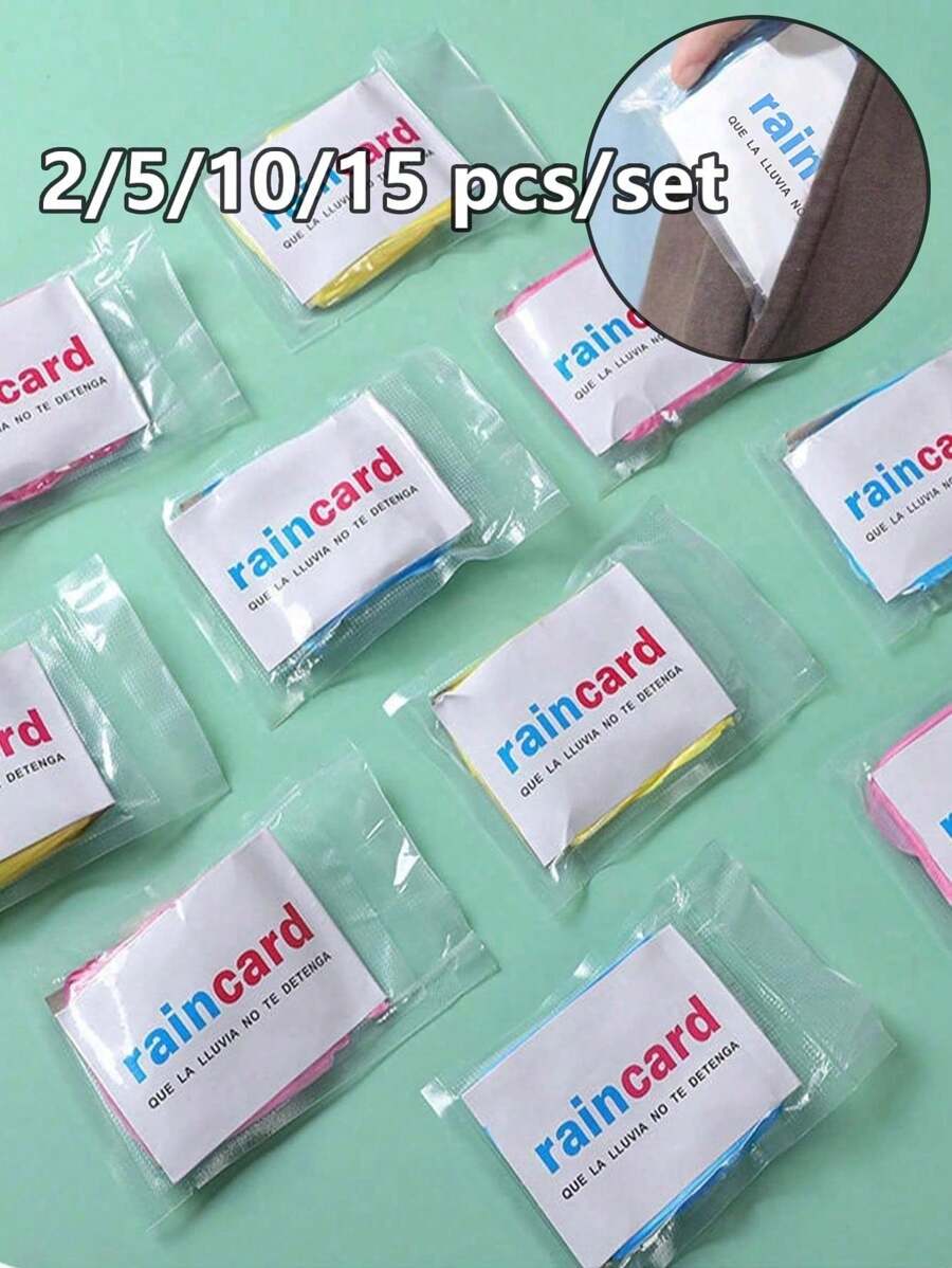 2/5/10/15pcs Disposable Raincoat Portable Compression Card Packaging Outdoor Drift Travel Thickened One Size Plastic Waterproof Poncho,Raincoat For Adult Women And Man, Thickened, Long, Disposable Poncho, Suitable For Daily Outdoor Activities, Camping, Hiking, Fishing, Mountaineering, Travel, Cycling, Individually Wrapped Package (Randomly Send Packaging Styles And Colors )